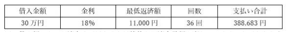 借入額：30万円、返済方法：約定日制