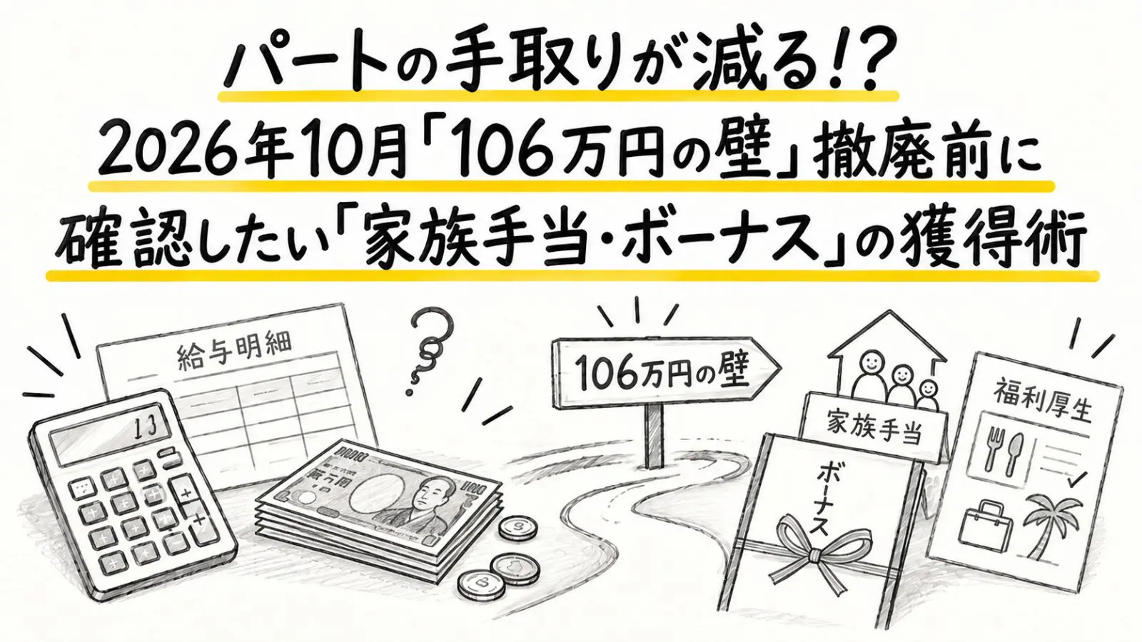 パートの手取りが減る!? 2026年10月「106万円の壁」撤廃前に確認したい「家族手当・ボーナス」の獲得術