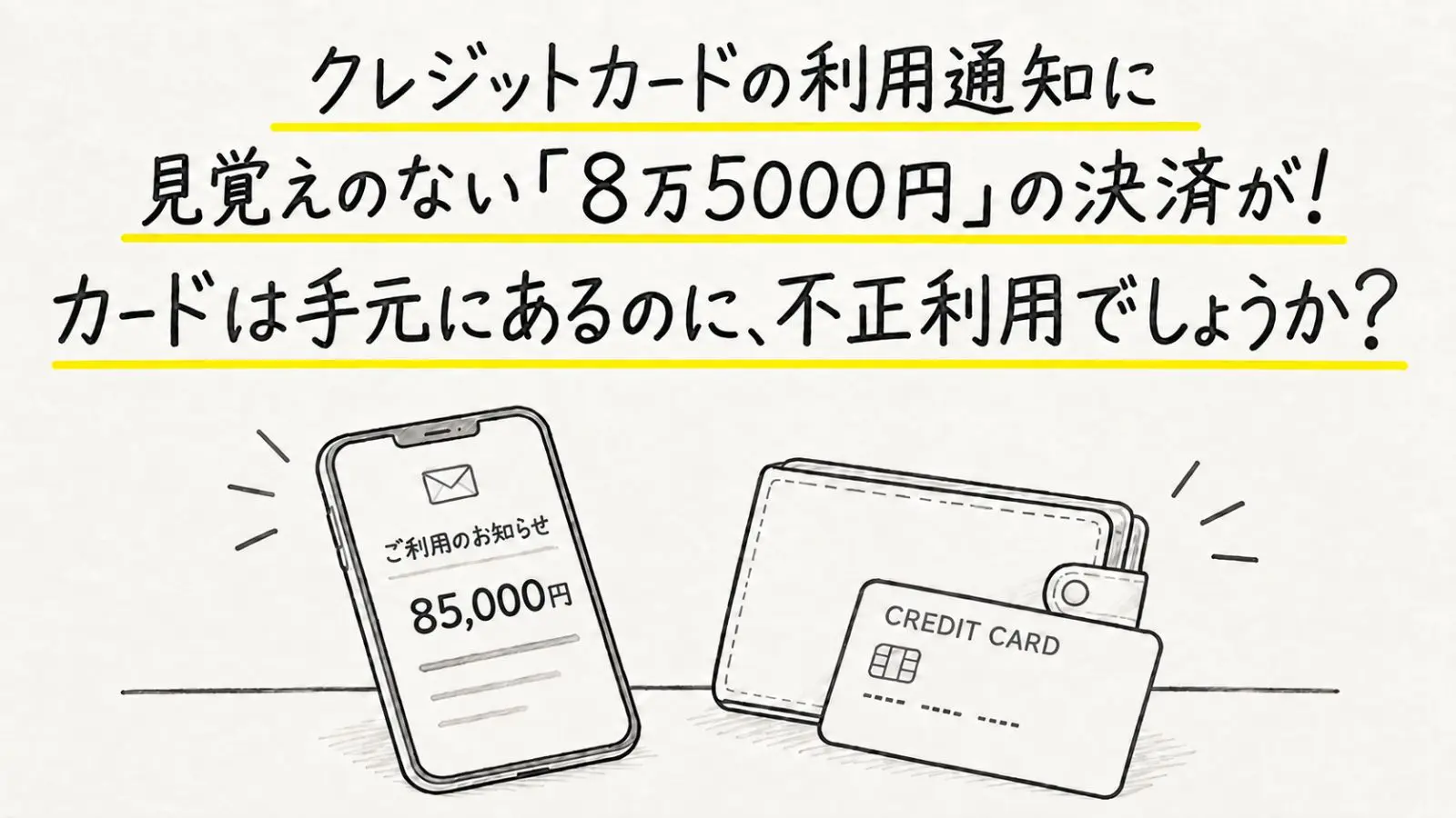 クレジットカードの利用通知に、行ったこともない店で「8万5000円」の決済が表示されました。カードは手元にあるのに、どうしてこんな請求が発生するのでしょうか？