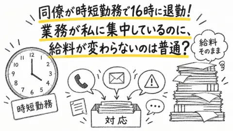 時短勤務の同僚が16時に帰ったあと、問い合わせもトラブル対応もすべて私に回ってくるようになりました。給与は変わらないのに仕事だけ増える状況を、受け入れるしかないのでしょうか？